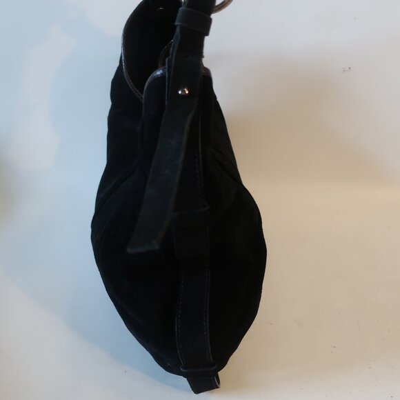 Authentic YSL Yves Saint Laurent Black Suede Mombasa Silver Horn Hobo Handbag - Picture 4 of 16